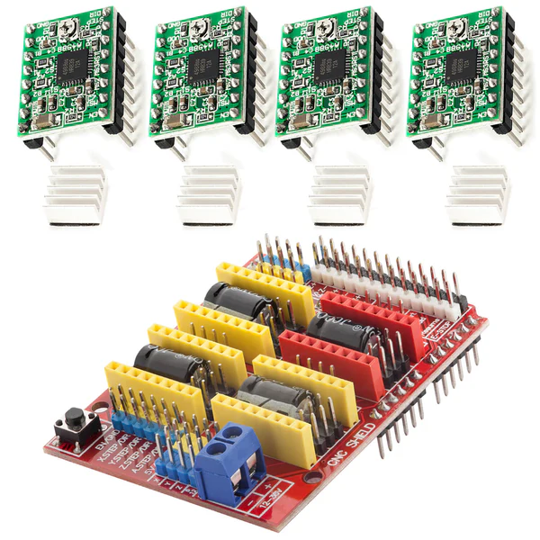 CNC Shield V3 Bundle with 4 pieces A4988 stepper driver with heat sink ...